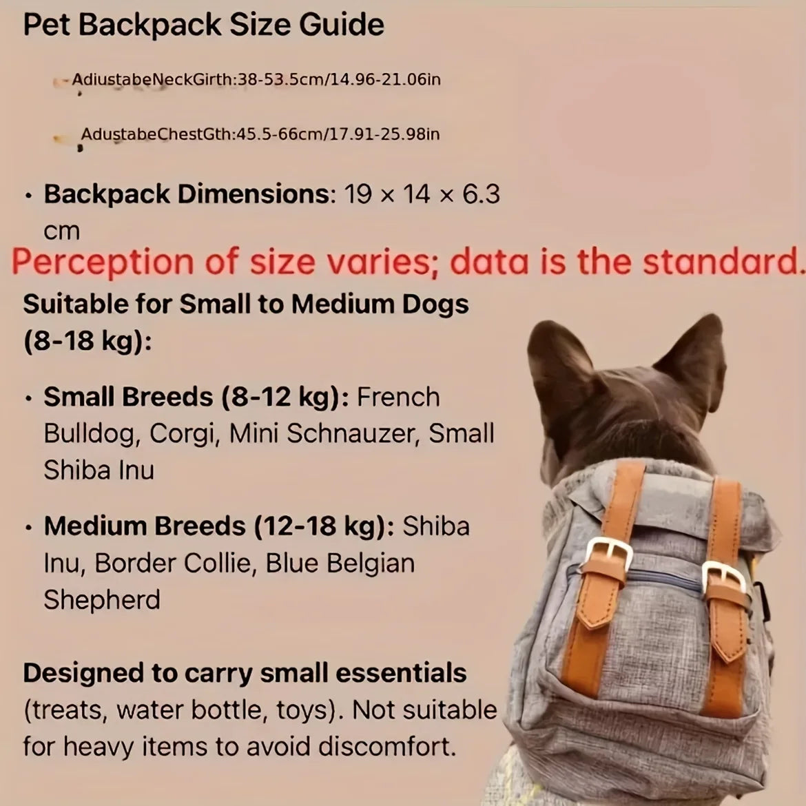 Multifunctional Pet Dog Backpack Pet Carrier Puppy Bag Dogs Outdoor Travel Dog Snacks Backpack French Bulldog Dog Accessories
